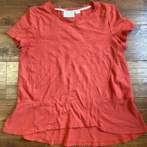 Maeve Anthropologie linen cotton blend shirt top size small short sleeve